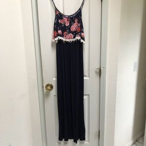 PINK BLUSH MATERNITY MAXI DRESS, Floral and Navy